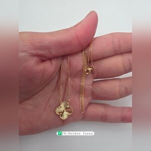 18K Real Gold Clover Necklace 15mm